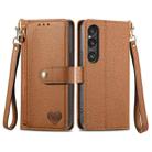 For Sony Xperia 5 VI Love Zipper Lanyard Leather Phone Case(Brown) - 1