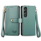 For Sony Xperia 5 VI Love Zipper Lanyard Leather Phone Case(Green) - 1