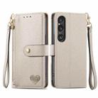 For Sony Xperia 10 VI Love Zipper Lanyard Leather Phone Case(Gray) - 1