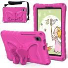For Samsung Galaxy Tab A7 Lite T220 Butterfly Bracket EVA Shockproof Tablet Case(Rose Red) - 1