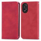 For OPPO A38 Retro Skin Feel Magnetic Flip Leather Phone Case(Red) - 1