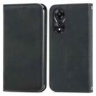 For OPPO A58 4G Retro Skin Feel Magnetic Flip Leather Phone Case(Black) - 1