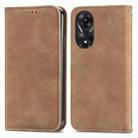 For OPPO A58 4G Retro Skin Feel Magnetic Flip Leather Phone Case(Brown) - 1