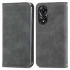 For OPPO A58 4G Retro Skin Feel Magnetic Flip Leather Phone Case(Grey) - 1