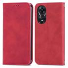 For OPPO A78 4G Retro Skin Feel Magnetic Flip Leather Phone Case(Red) - 1