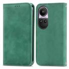 For OPPO Reno10 Pro Global Retro Skin Feel Magnetic Flip Leather Phone Case(Green) - 1