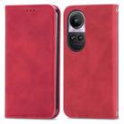 For OPPO Reno10 Pro Global Retro Skin Feel Magnetic Flip Leather Phone Case(Red) - 1