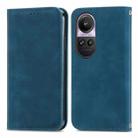 For OPPO Reno10 Pro Global Retro Skin Feel Magnetic Flip Leather Phone Case(Blue) - 1