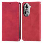For OPPO Reno11 5G EU Retro Skin Feel Magnetic Flip Leather Phone Case(Red) - 1