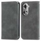 For OPPO Reno11 5G EU Retro Skin Feel Magnetic Flip Leather Phone Case(Grey) - 1