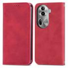 For OPPO Reno11 Pro 5G EU Retro Skin Feel Magnetic Flip Leather Phone Case(Red) - 1