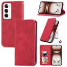 For OPPO Reno12 Pro Global Retro Skin Feel Magnetic Flip Leather Phone Case(Red) - 1