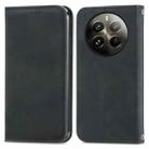 For  Realme 12+ Retro Skin Feel Magnetic Flip Leather Phone Case(Black) - 1