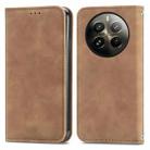 For  Realme 12+ Retro Skin Feel Magnetic Flip Leather Phone Case(Brown) - 1