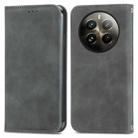 For  Realme 12+ Retro Skin Feel Magnetic Flip Leather Phone Case(Grey) - 1
