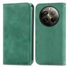 For  Realme 12 Pro+ Retro Skin Feel Magnetic Flip Leather Phone Case(Green) - 1