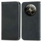 For  Realme 12 Pro+ Retro Skin Feel Magnetic Flip Leather Phone Case(Black) - 1