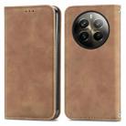 For  Realme 12 Pro+ Retro Skin Feel Magnetic Flip Leather Phone Case(Brown) - 1