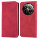 For  Realme 12 Pro+ Retro Skin Feel Magnetic Flip Leather Phone Case(Red) - 1