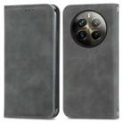 For  Realme 12 Pro+ Retro Skin Feel Magnetic Flip Leather Phone Case(Grey) - 1