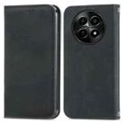 For  Realme 12 Retro Skin Feel Magnetic Flip Leather Phone Case(Black) - 1