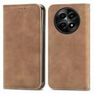 For  Realme 12 Retro Skin Feel Magnetic Flip Leather Phone Case(Brown) - 1
