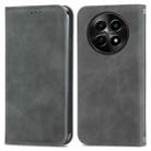 For  Realme 12 Retro Skin Feel Magnetic Flip Leather Phone Case(Grey) - 1