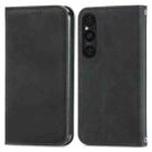 For Sony Xperia 1 V Retro Skin Feel Magnetic Flip Leather Phone Case(Black) - 1