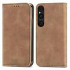 For Sony Xperia 1 V Retro Skin Feel Magnetic Flip Leather Phone Case(Brown) - 1