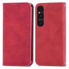 For Sony Xperia 1 V Retro Skin Feel Magnetic Flip Leather Phone Case(Red) - 1