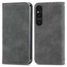 For Sony Xperia 1 V Retro Skin Feel Magnetic Flip Leather Phone Case(Grey) - 1