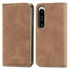 For Sony Xperia 1 IV Retro Skin Feel Magnetic Flip Leather Phone Case(Brown) - 1