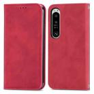 For Sony Xperia 1 IV Retro Skin Feel Magnetic Flip Leather Phone Case(Red) - 1