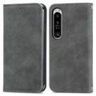 For Sony Xperia 1 IV Retro Skin Feel Magnetic Flip Leather Phone Case(Grey) - 1