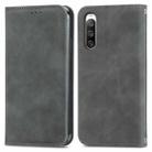 For Sony Xperia 10 IV Retro Skin Feel Magnetic Flip Leather Phone Case(Grey) - 1