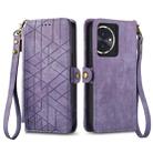 For Honor 100 5G Geometric Zipper Wallet Side Buckle Leather Phone Case(Purple) - 1