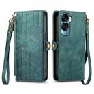 For Honor X50i Geometric Zipper Wallet Side Buckle Leather Phone Case(Green) - 1