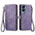 For Honor X50i Geometric Zipper Wallet Side Buckle Leather Phone Case(Purple) - 1