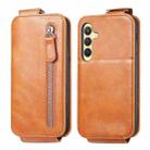 For Samsung Galaxy S24+ 5G Zipper Wallet Vertical Flip Leather Phone Case(Brown) - 1