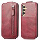 For Samsung Galaxy S24+ 5G Zipper Wallet Vertical Flip Leather Phone Case(Red) - 1