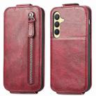 For Samsung Galaxy S24 5G Zipper Wallet Vertical Flip Leather Phone Case(Red) - 1