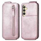 For Samsung Galaxy S24 5G Zipper Wallet Vertical Flip Leather Phone Case(Pink) - 1