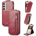 For Samsung Galaxy S24 FE 5G Zipper Wallet Vertical Flip Leather Phone Case(Red) - 1