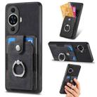 For Huawei nova 11 Retro Skin-feel Ring Card Wallet Phone Case(Black) - 1