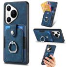 For Huawei Pura 70 Retro Skin-feel Ring Card Wallet Phone Case(Blue) - 1