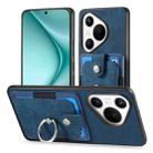 For Huawei Pura 70 Retro Skin-feel Ring Card Wallet Phone Case(Blue) - 2