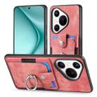 For Huawei Pura 70 Retro Skin-feel Ring Card Wallet Phone Case(Pink) - 2