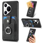 For Huawei Pura 70 Pro Retro Skin-feel Ring Card Wallet Phone Case(Black) - 1