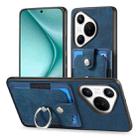 For Huawei Pura 70 Pro Retro Skin-feel Ring Card Wallet Phone Case(Blue) - 2