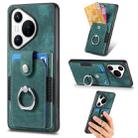 For Huawei Pura 70 Pro Retro Skin-feel Ring Card Wallet Phone Case(Green) - 1